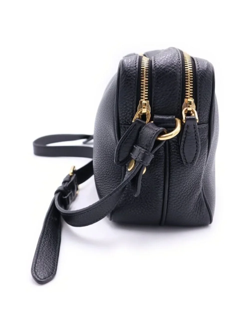 Prada Vitello Phoenix Shoulder Bag Black Leather Gold